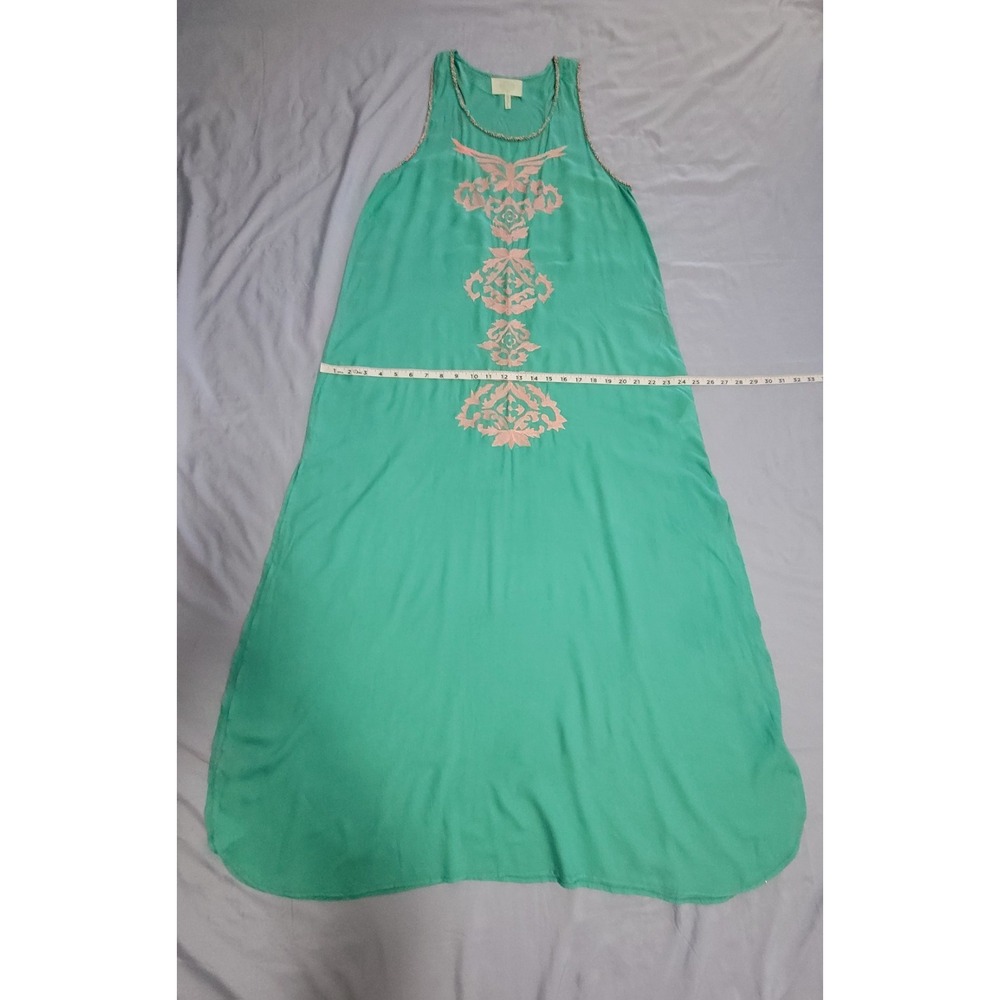 Anthropologie Z&L Europe Women M Turquoise Embroidered Beaded Boho Maxi sz M - Picture 12 of 12